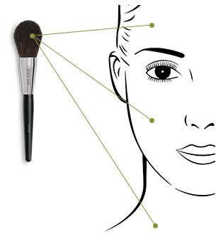 Blend loose and pressed powders with ease, starting in the T-zone and dusting outward to the edges of the face. 