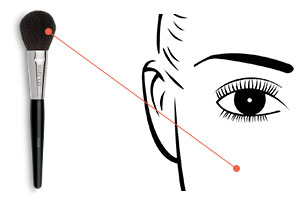 Swirl cheek color in a circular motion along cheekbones, starting at the apples of the cheeks.