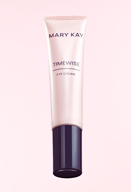 A full product shot of TimeWise Eye Cream on a light pink background